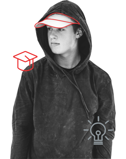 hooded youth with hat